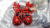 Crochet Baby Sandal Hooked By AMO (Black and red)