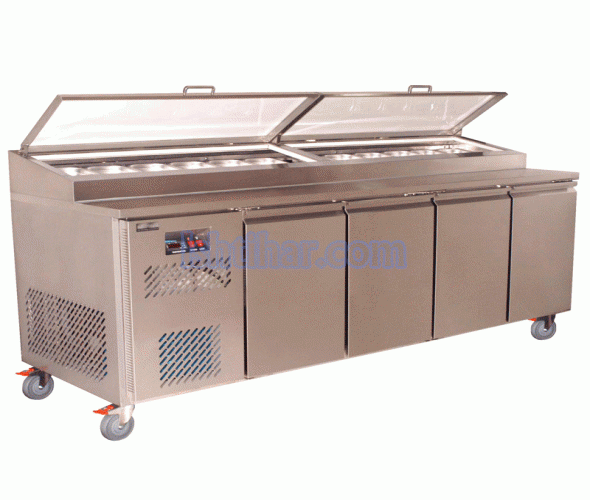 Pizza preparation undercounter chiller with 9 pans