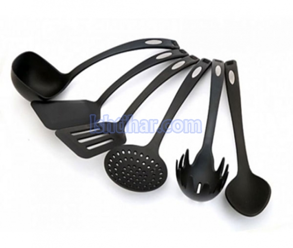 Pack of 6 - Non-Stick Cooking Utensils - Black
