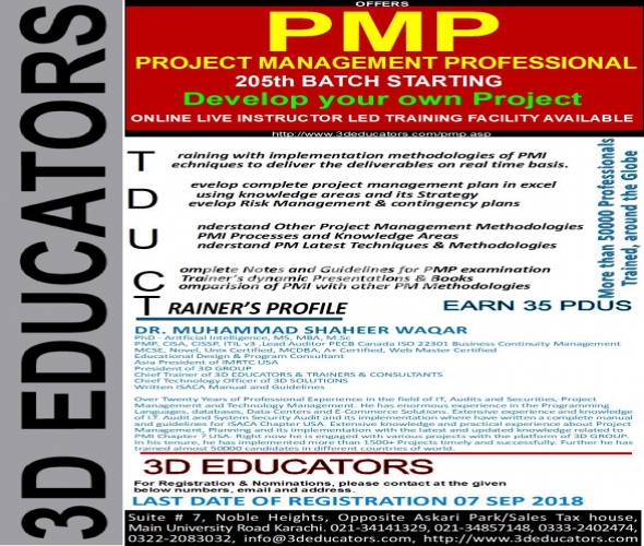 Project Management professinol course offerd by 3D Educator