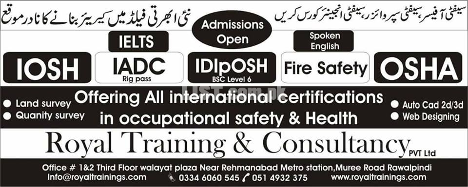 Safety Officer Courses,Civil Courses, basic IT & Short hand Course