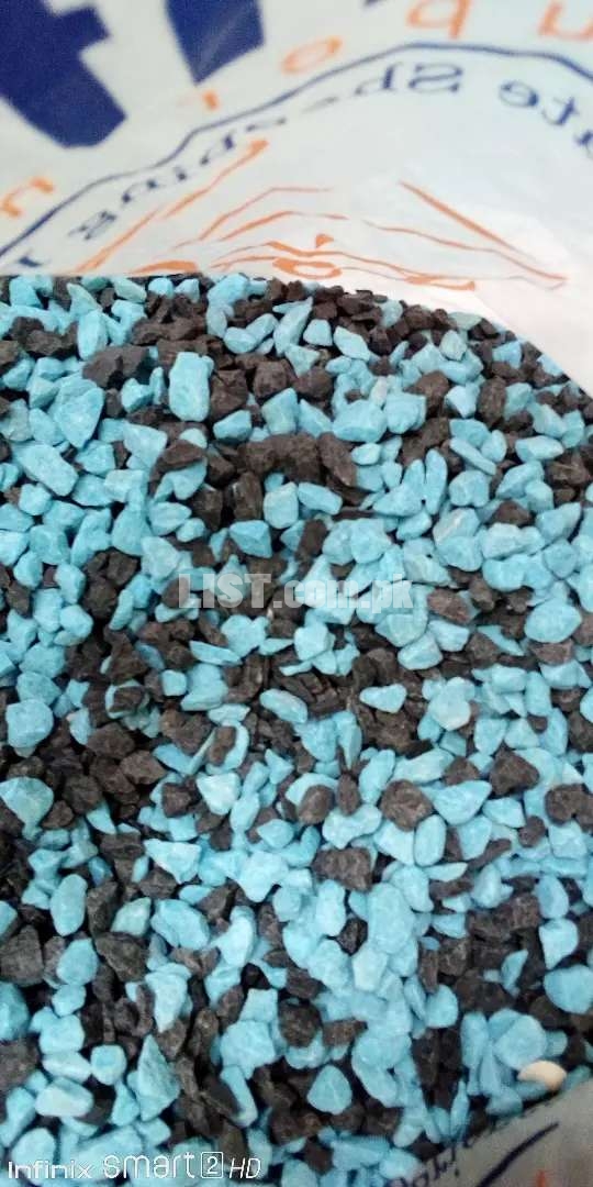Blue and black gravels