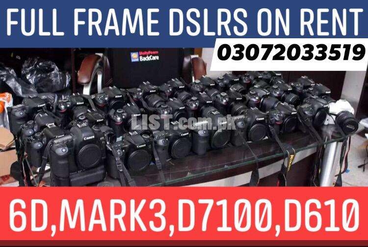 DSLRS CAMERA ON RENT, 6D,Mark3,D7100,DRONES ALSO AVAILABLE FOR SHIFTS