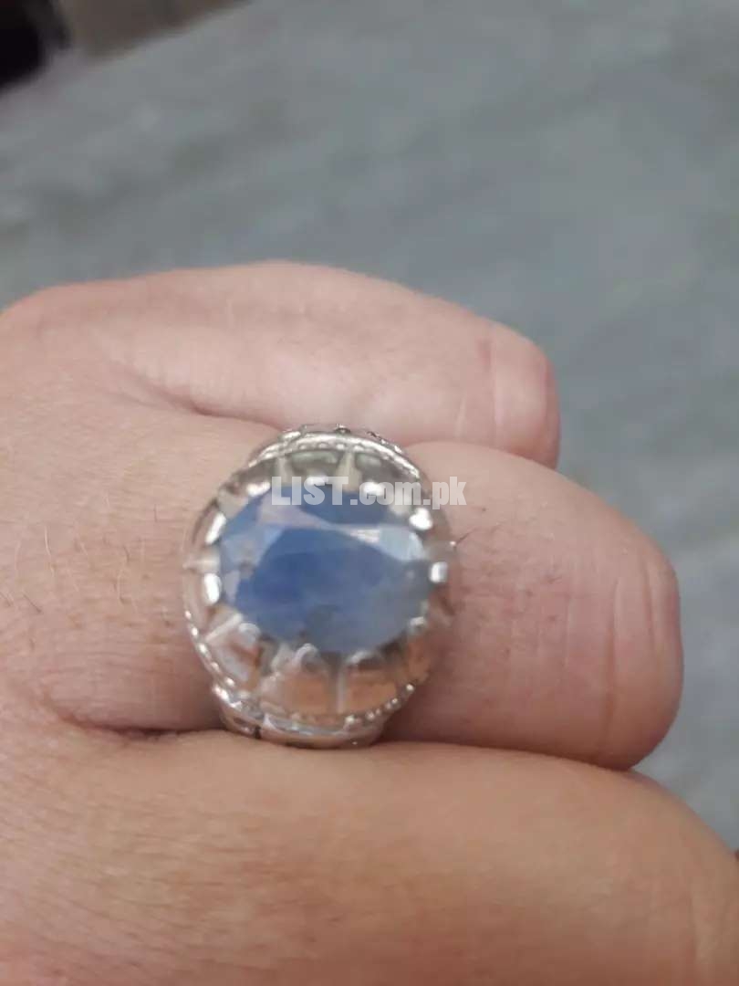Neelum stone 100 % with irani chandi ring