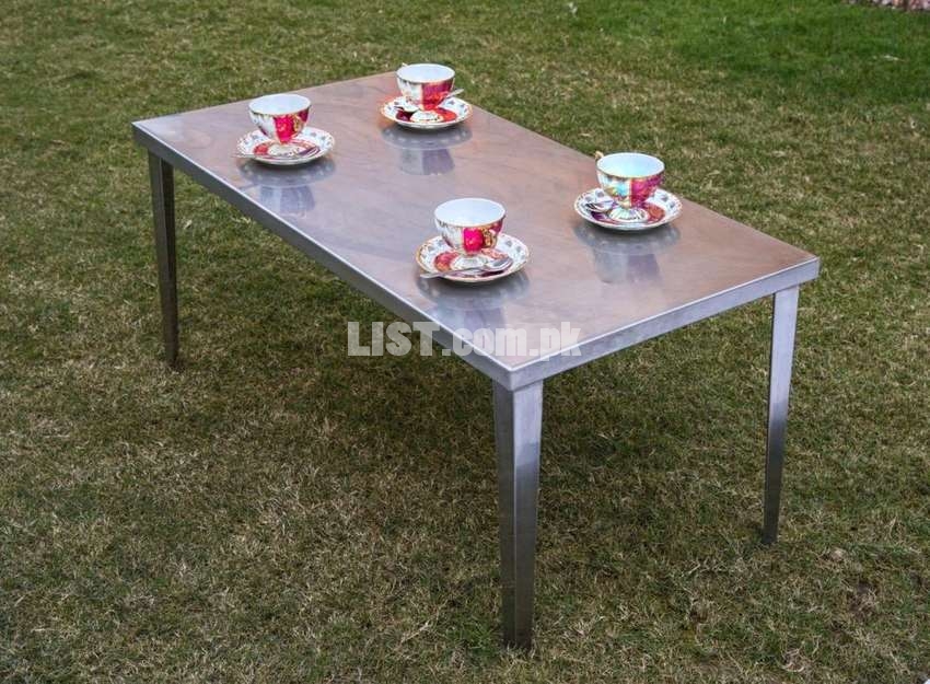 Stainless steel table, ideal for lawns, good for life time