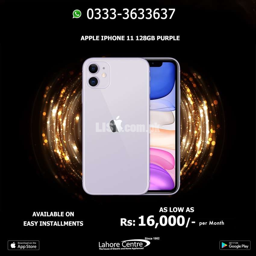 iPhone 11 128GB  Available On Installment With 0% Advance.