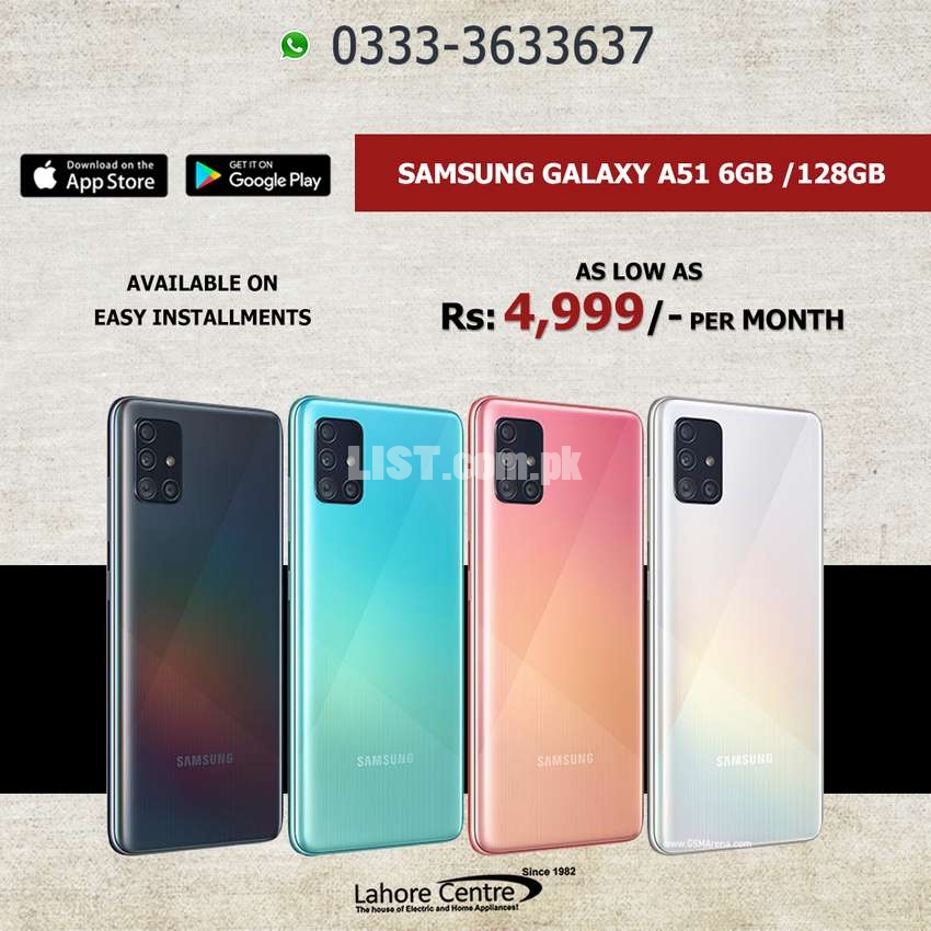 Samsung Galaxy A51 Available On Installment With 0% Advance.