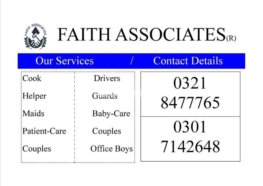Faith Associates Domestic staff available call us for details