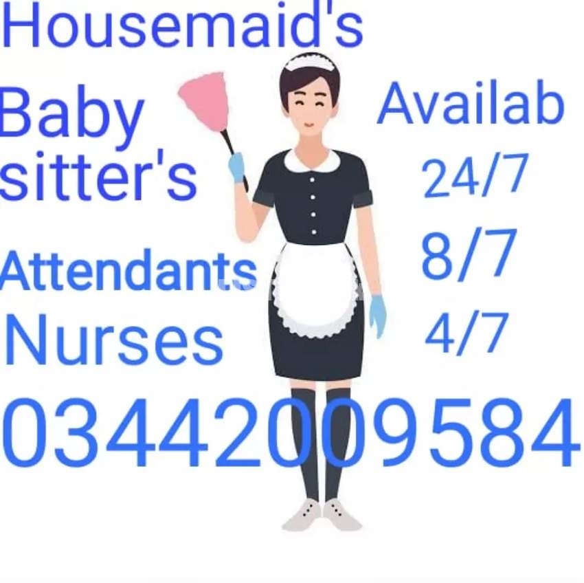 Housemaid Babysitter Cook Driver Attendant Nurse avilbel for 24/7 8/7