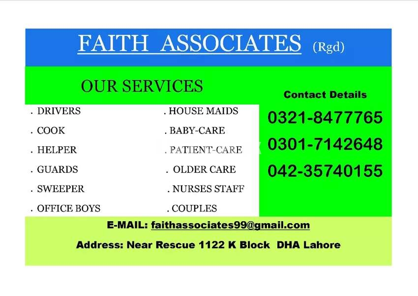 Cook,Driver,Helper,Maids,Baby-Care,Patient-care,Couples,Etc.,AVAILABLE