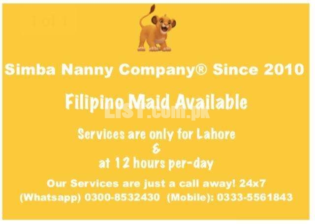 Fillipino Nanny available only for lahor/Islamabad KarachiLahore