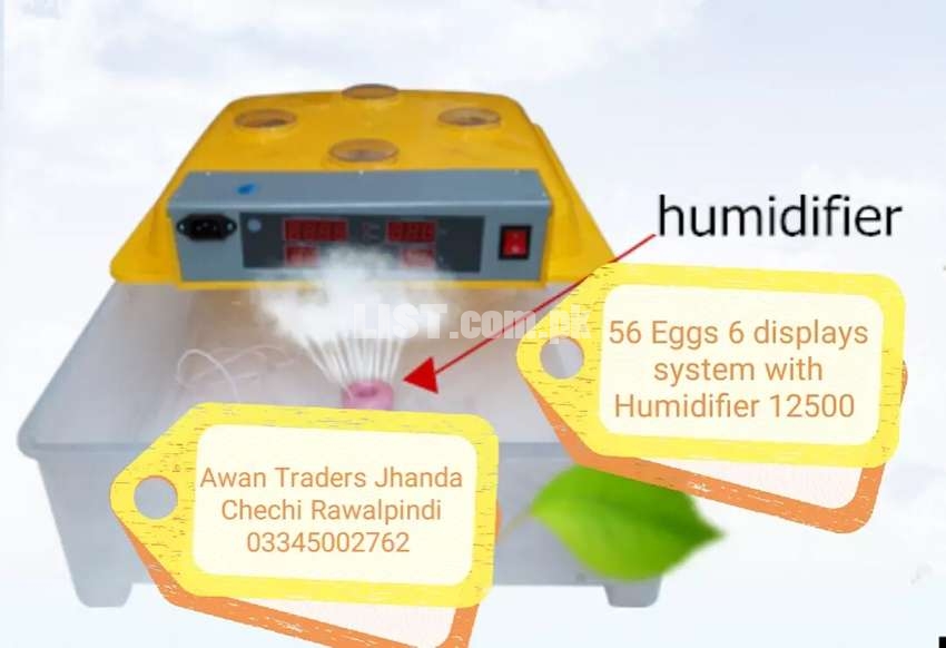 56 Eggs fully automatic 6 displays system with Humidifier incubator