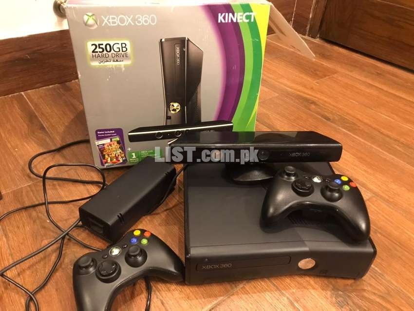 xbox 360 with kinnect and box