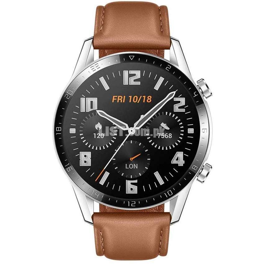 Huawei Watch GT 2 46mm Stainless Steel (Pebble Brown) Leather Strap