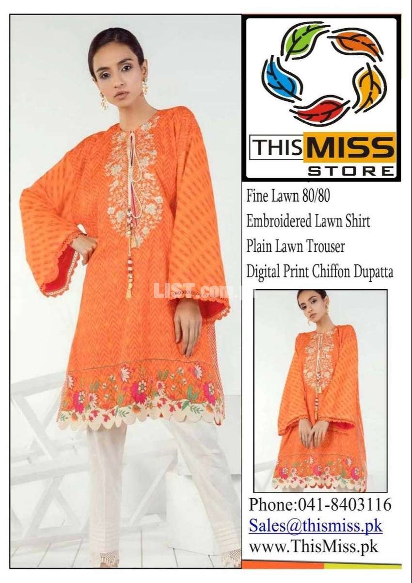 Budget collection of ladies dresses - lawn with chifoon duppata -