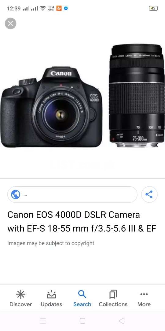 Dslr camera CANON 4000D    with 75 300 mm lens    100% pure