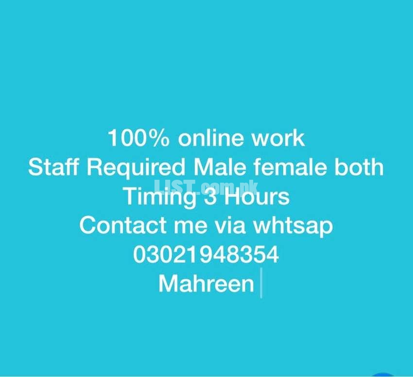 New limited Hiring Data entry work Male Female staff requried