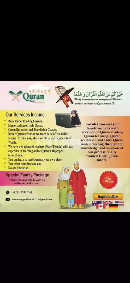 Online Quran Teaching with complete tajweed and in all Arabic styles