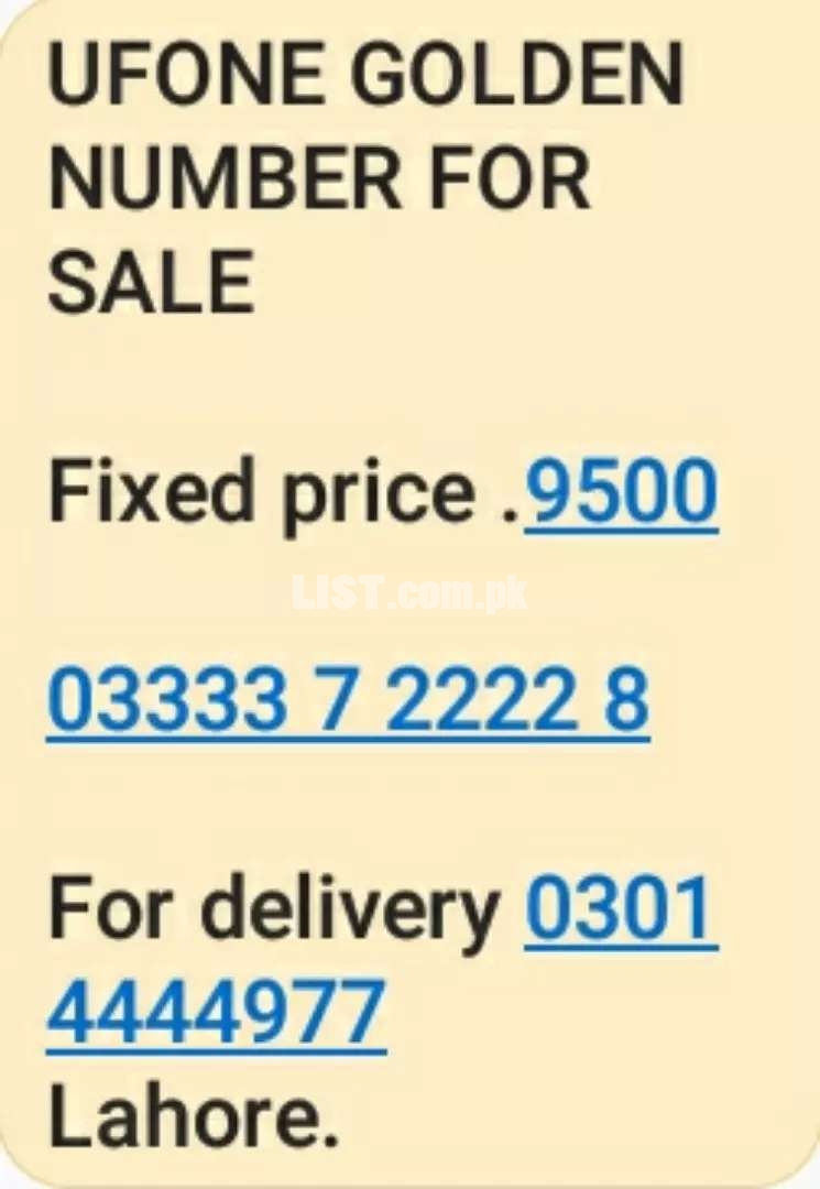 UFONE GOLDEN NUMBER FOR SALE