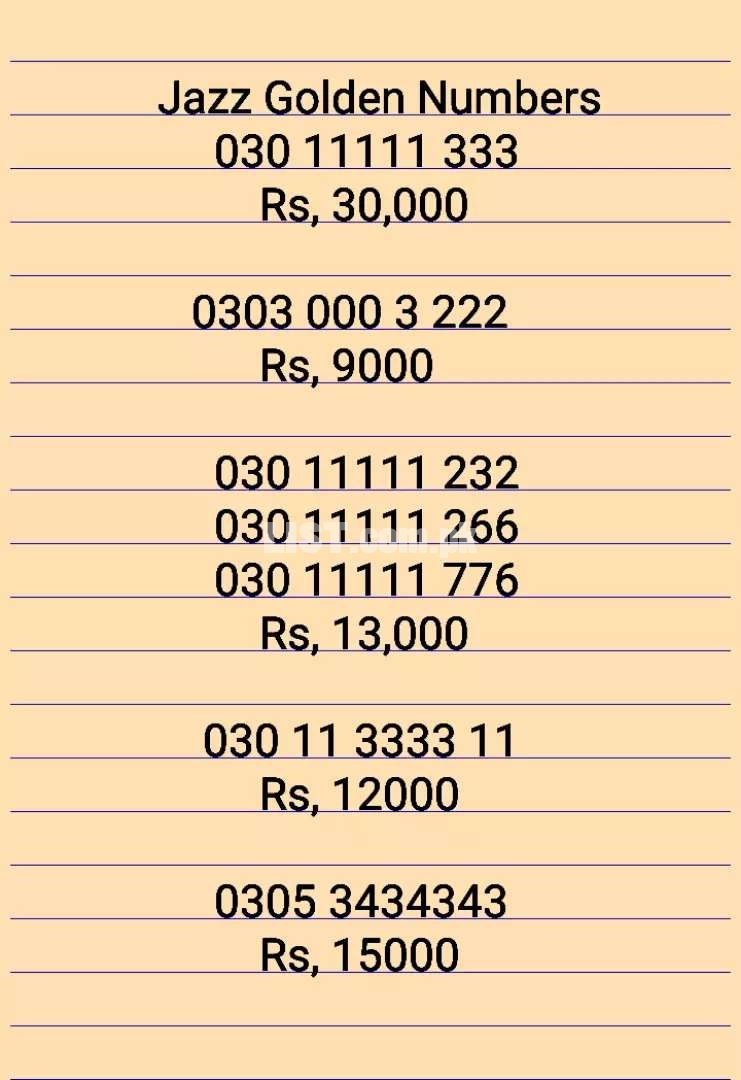 Mobile golden numbers