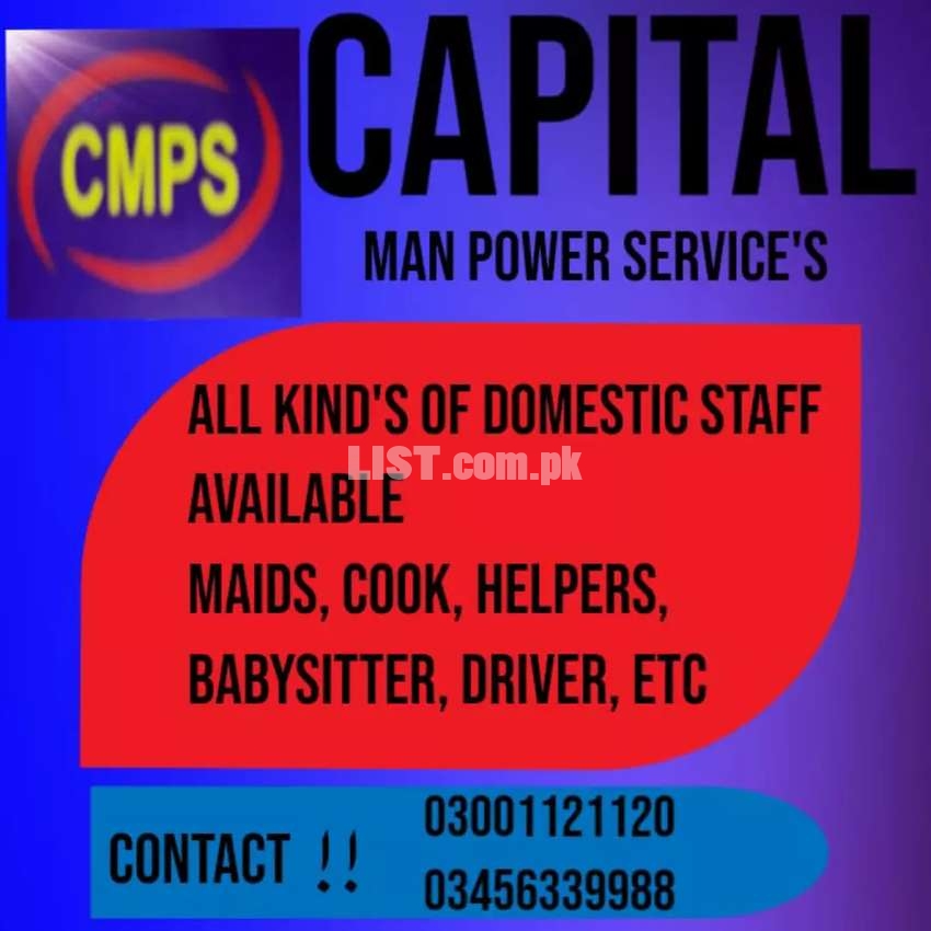 Male/Female domestic staff available,just call us