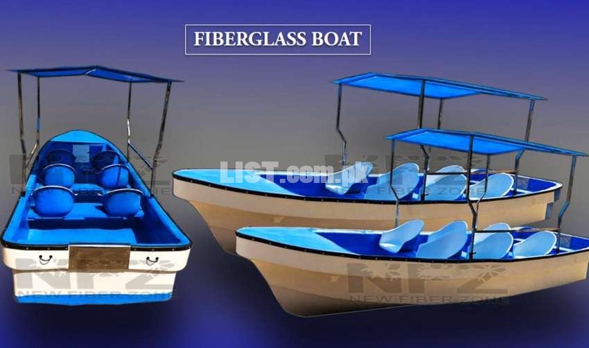 Fiberglass boat with roof