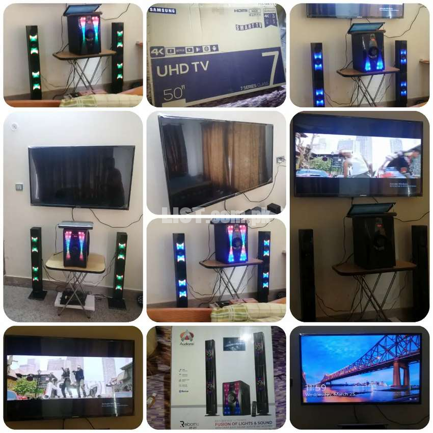Samsung 50" UHd 4K smart TV and Audionic Reborn-120 sound system