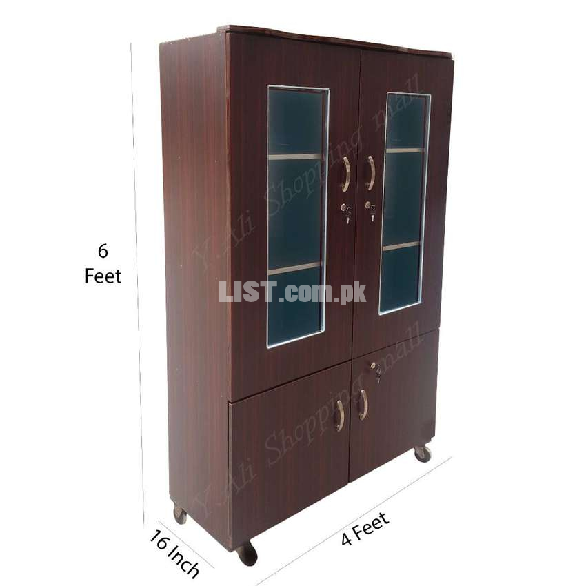 Fix price 6x4 Feet Glass Door Wooden Lamination Showcase Cupboard