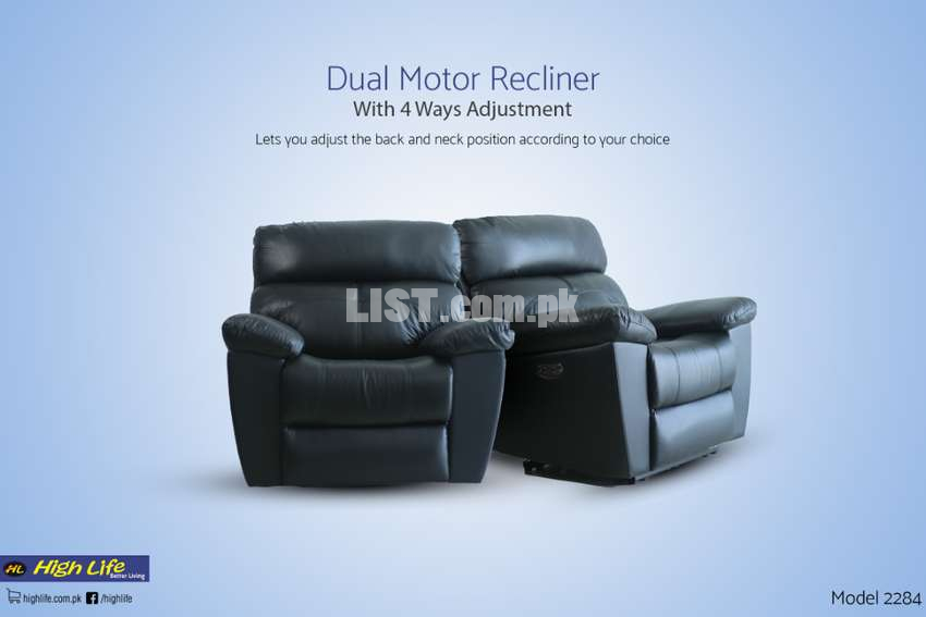 Pure Cow Leather Dual Motor Power Recliner 2284 (High Life)