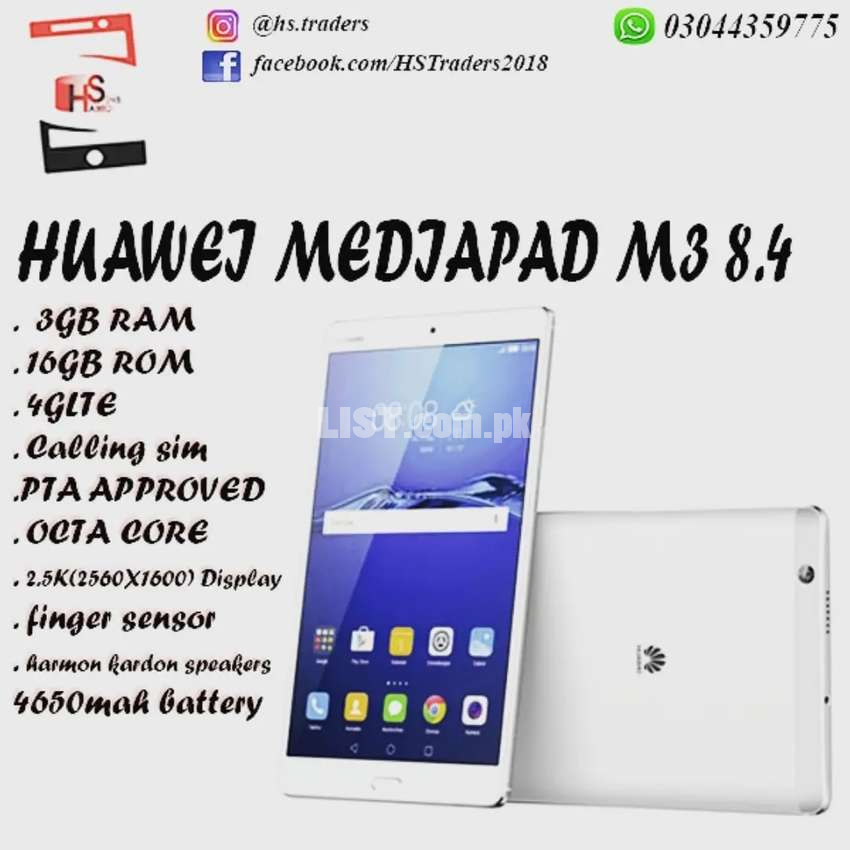 Huawei Mediapad M3 8.4 Calling Pta apprvd. Brand New stock. Pubg sprtd