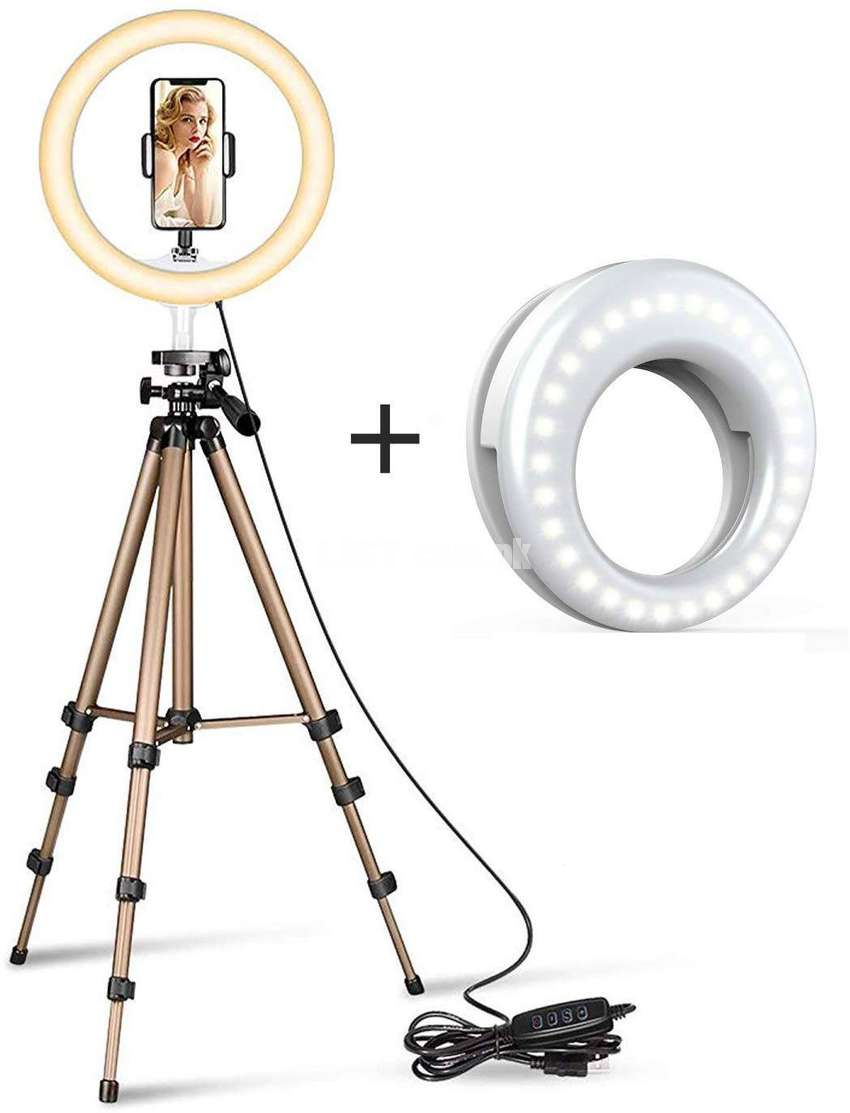 Ring Led Camera Light with Small Led Light,Tripod Stand & Flexible Pho