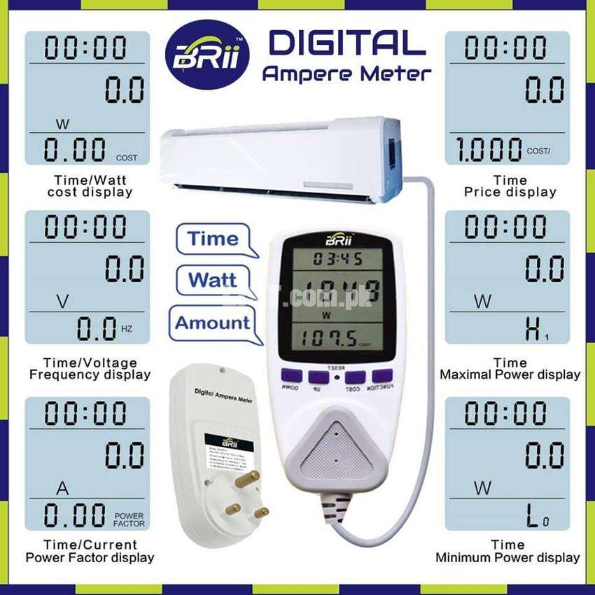 BRii Digital Ampere Meter for DC Inverter / Multimeter / Energy Meter