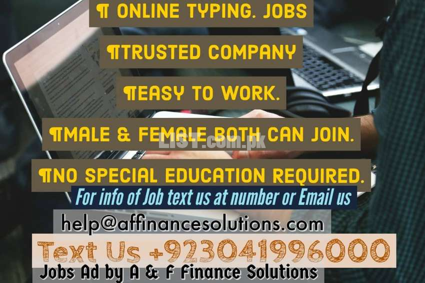Apply for Online Typing jobs in Trusted Company A & F