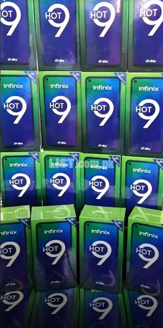 Infinix Hot 9 (4GB 128GB) 5000MAH Batterry Box pack All Colours Avail