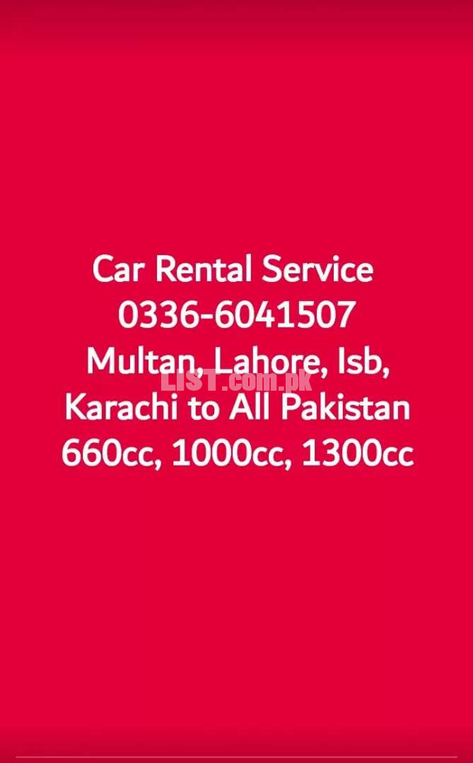 Rent A Car Service (All Pakistan from Isb, Lahore, Karachi, Multan )