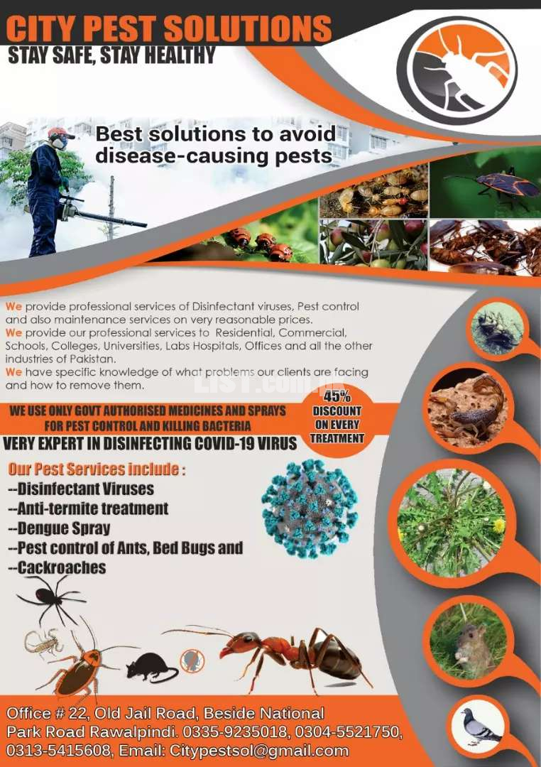 DISINFECTANT SPRAY, PEST CONTROL SERVICES