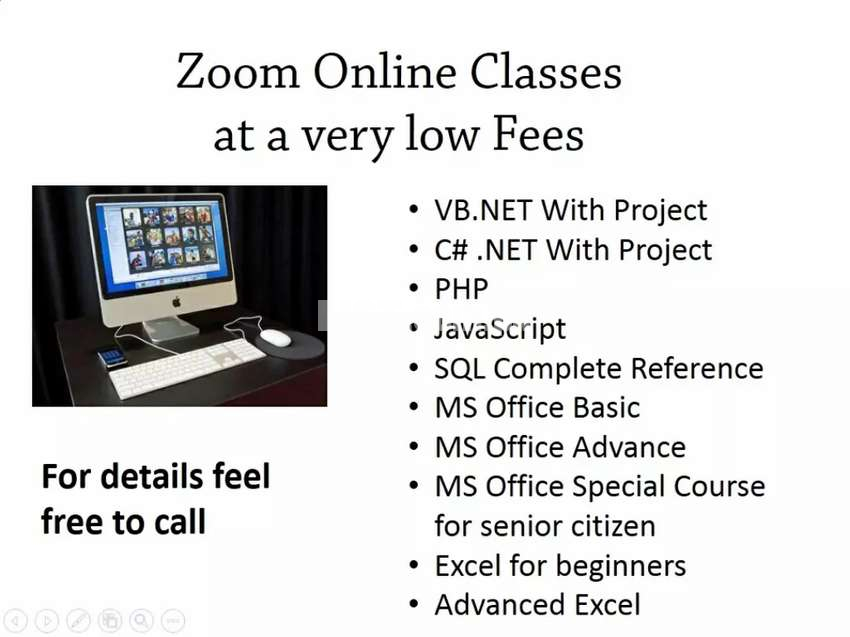 Zoom Online classes of computer