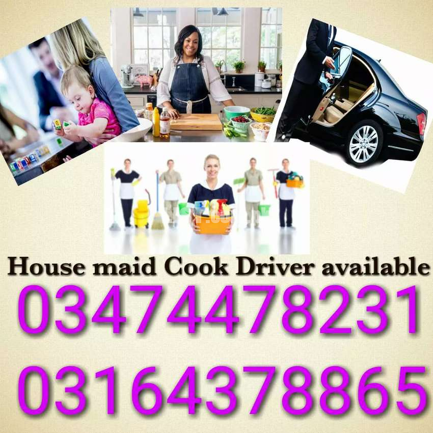 House maid Cook Driver Babysitter Nanny Chef kitchen helper guards