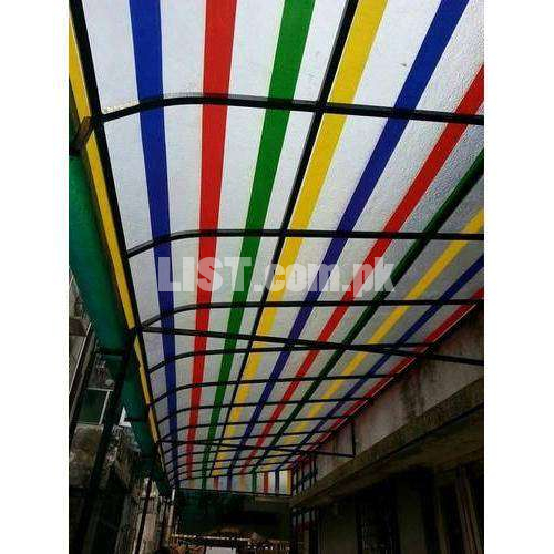 rain water protecting fiber glass sheet shade and cover outdoor area
