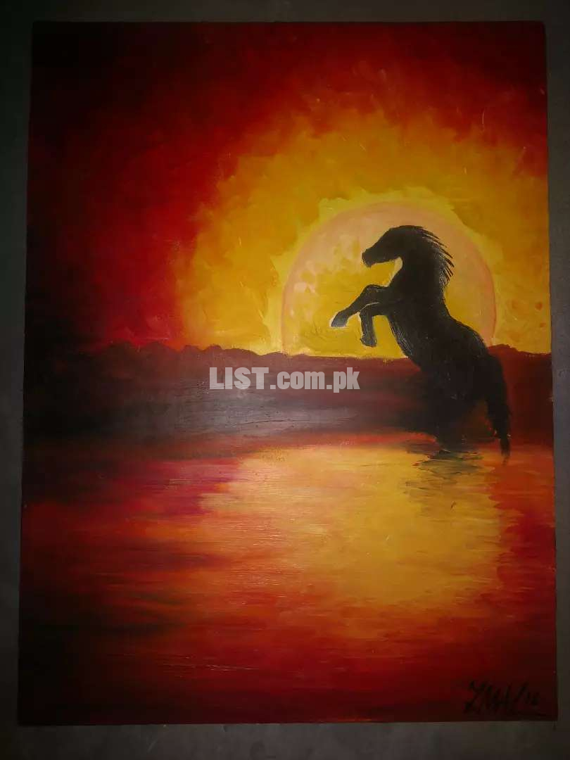 Handmade Horse Oil painting on canvas