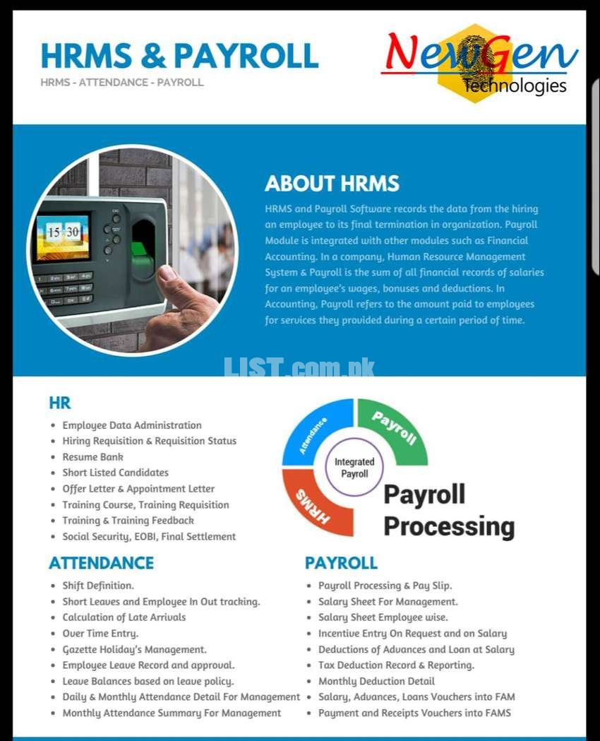 HRM, Inventory ,ERP ,Accounting ,Financial ,Payroll software Available