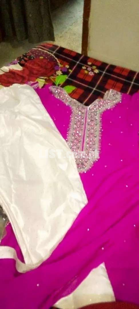 Pink and silver ..colour salwar and dupatta good condition embroidery.