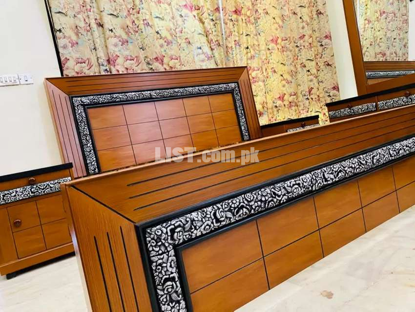 brown shisham bed set complete sofa table and all home furniture