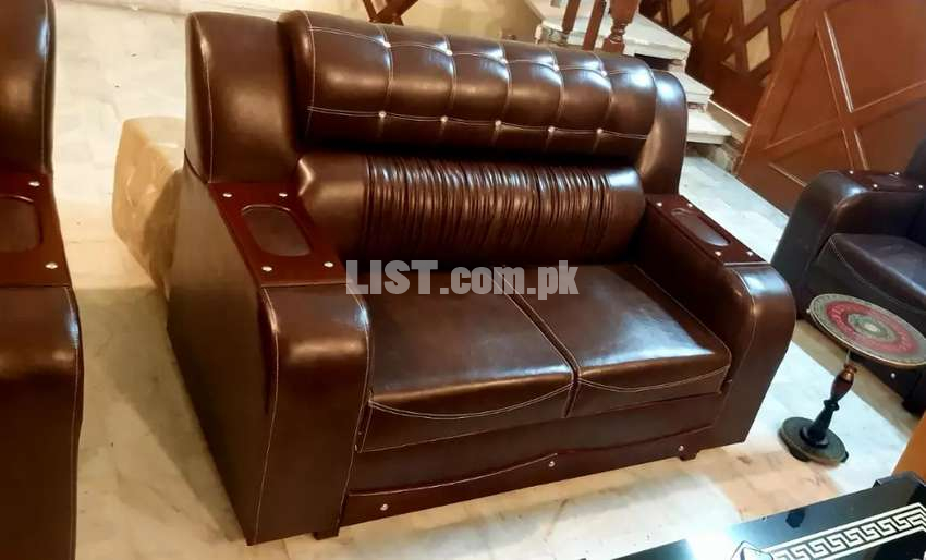 Leather sofa set few Months Used bed dining table and all furniture