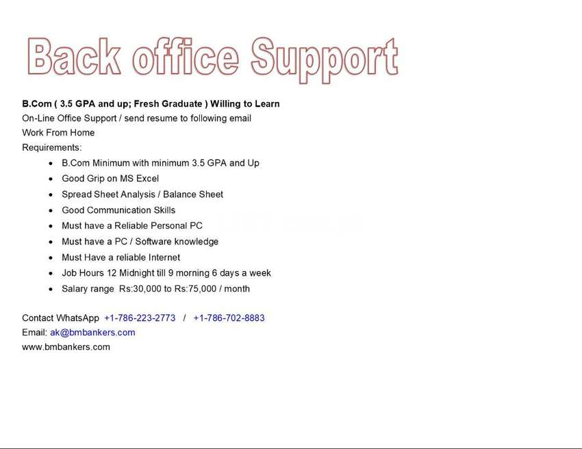 Accounting Back office Support