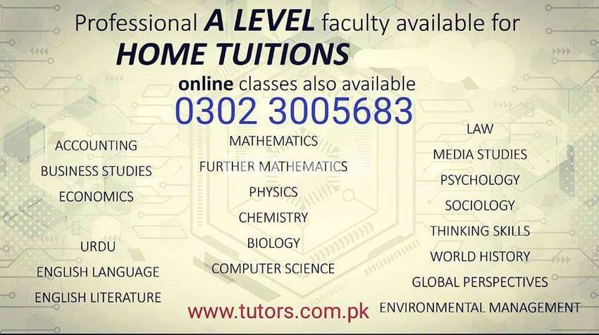 Home Tutors & Online For Lahore,Valencia Town