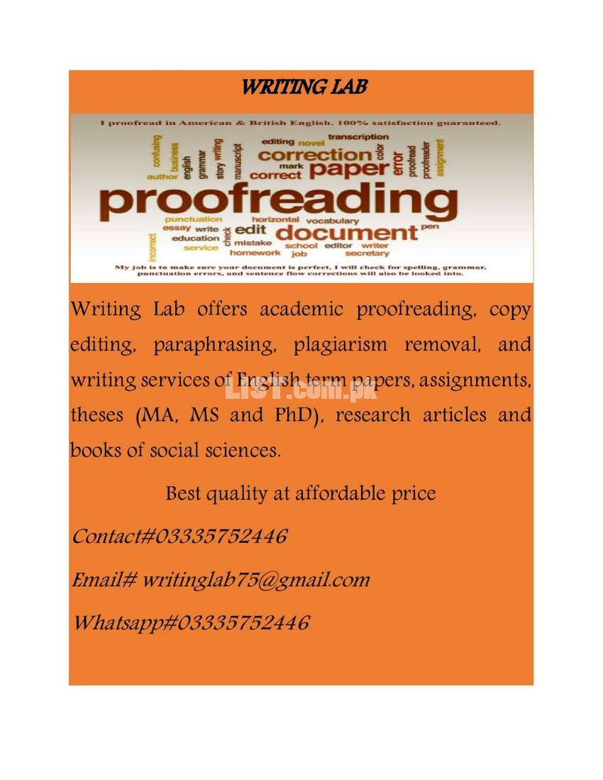 WRITING LAB Editing Proofreading