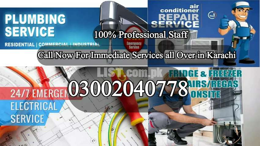 Plumber / Electrician / Splits ACs / LCD Installation, Repair Services