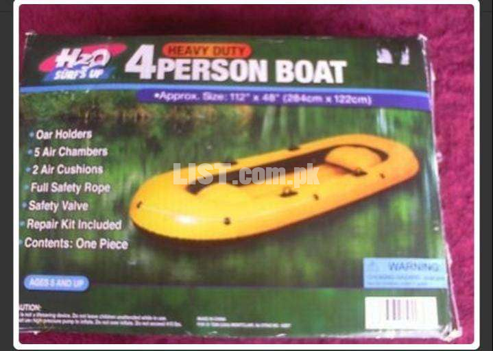 AWESOME H2O HEAVY DUTY 4-PERSON BOAT INFLATABLE BOAT 112" X 48" BRAND