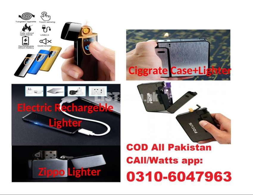 Rechargeable Metal Lighter Touch Screen with USB Cable/ Zippo / Case